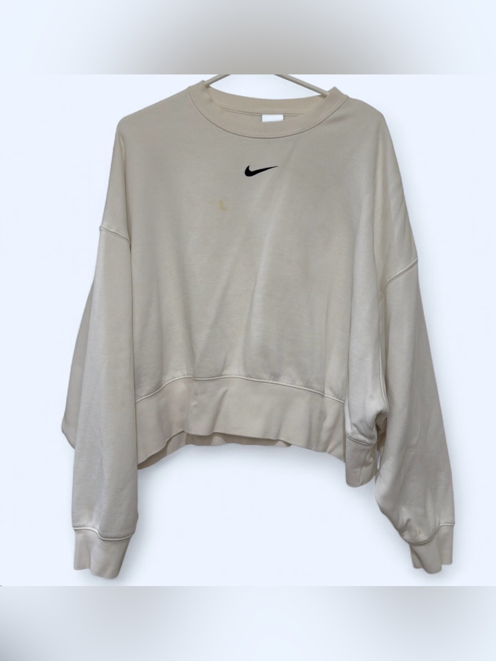 Nike Women's Beige Cropped Crewneck Sweatshirt